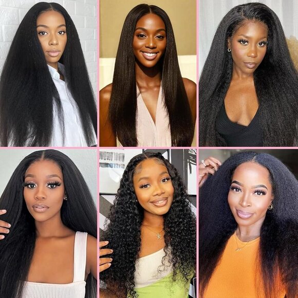 14 Inch Kinky Straight Clip In Hair Extensions Natural Black Full Head Seamless